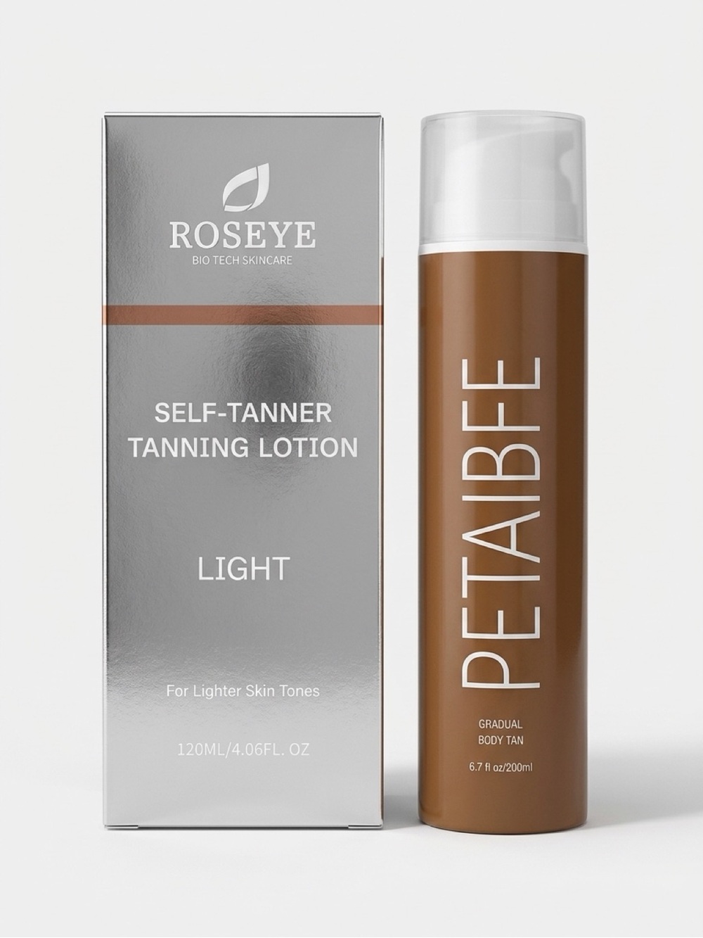 Bundle of 2: Petalbee Gradual Body Self-Tanner Lotion & Roseye Tanning lotion